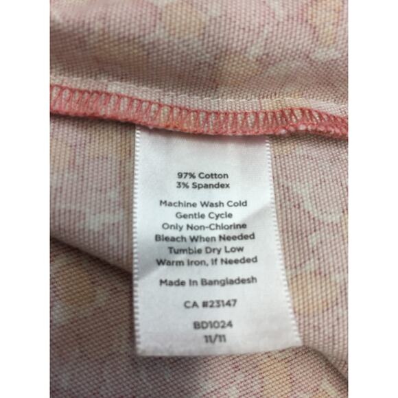 Talbots Pink Orange White Polka Dot Back Kick Vent Cotton Pencil Skirt 12P - Picture 8 of 8